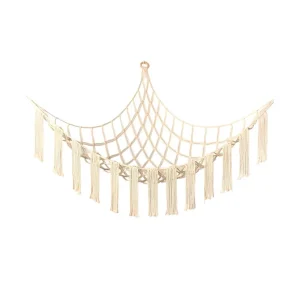 Amaca Angolare a Rete in Cotone Naturale per Peluche e Giocattoli - 105x140x105 cm e Kit Montaggio Incluso